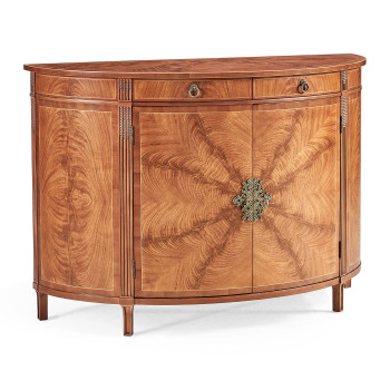 Crotch walnut demilune sideboard
