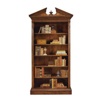 Walnut Open Bookcase with Pediment