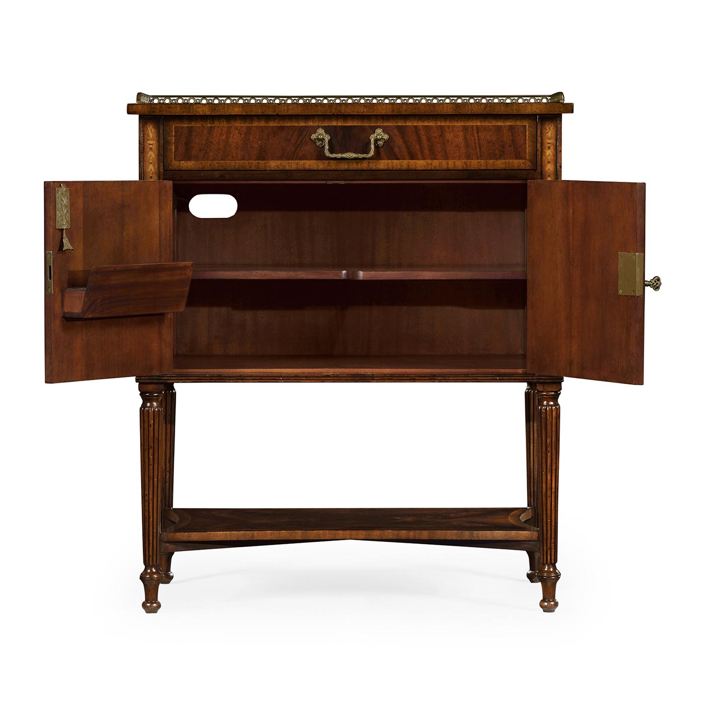 Mahogany Bedside Table with Brass Gallery