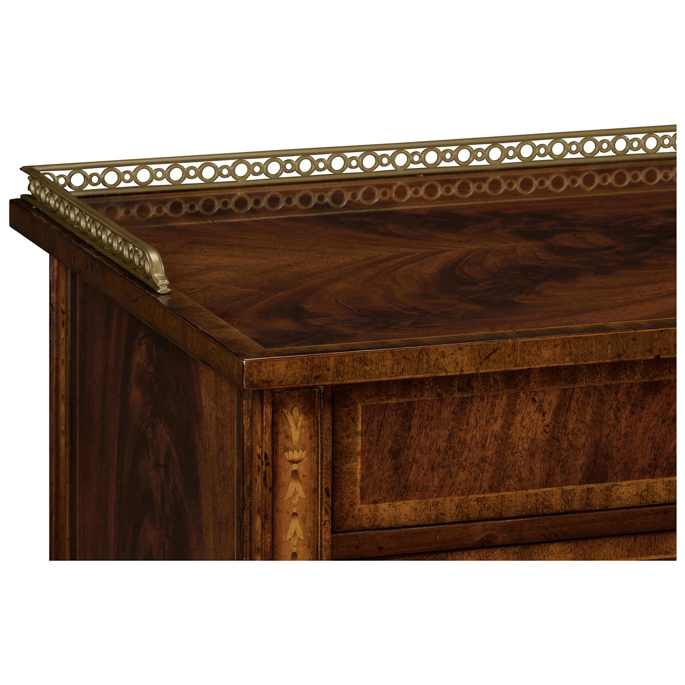 Mahogany Bedside Table with Brass Gallery