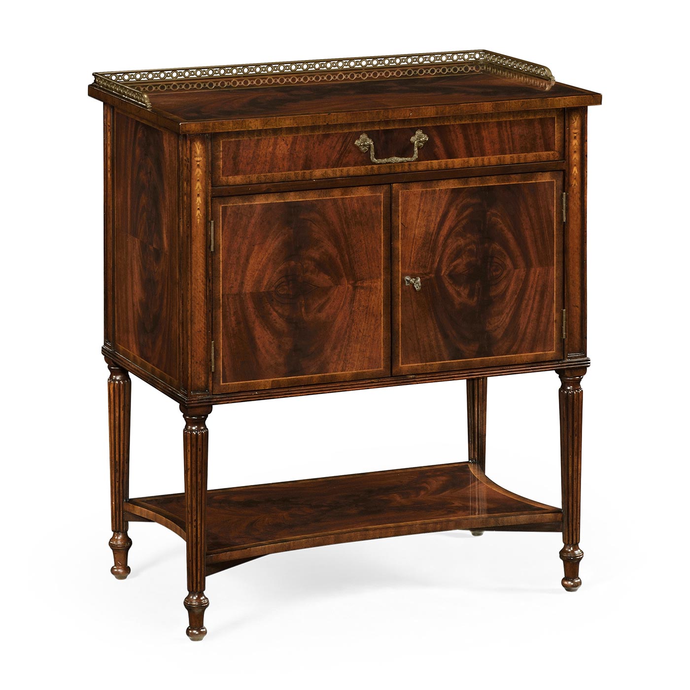 Mahogany Bedside Table with Brass Gallery