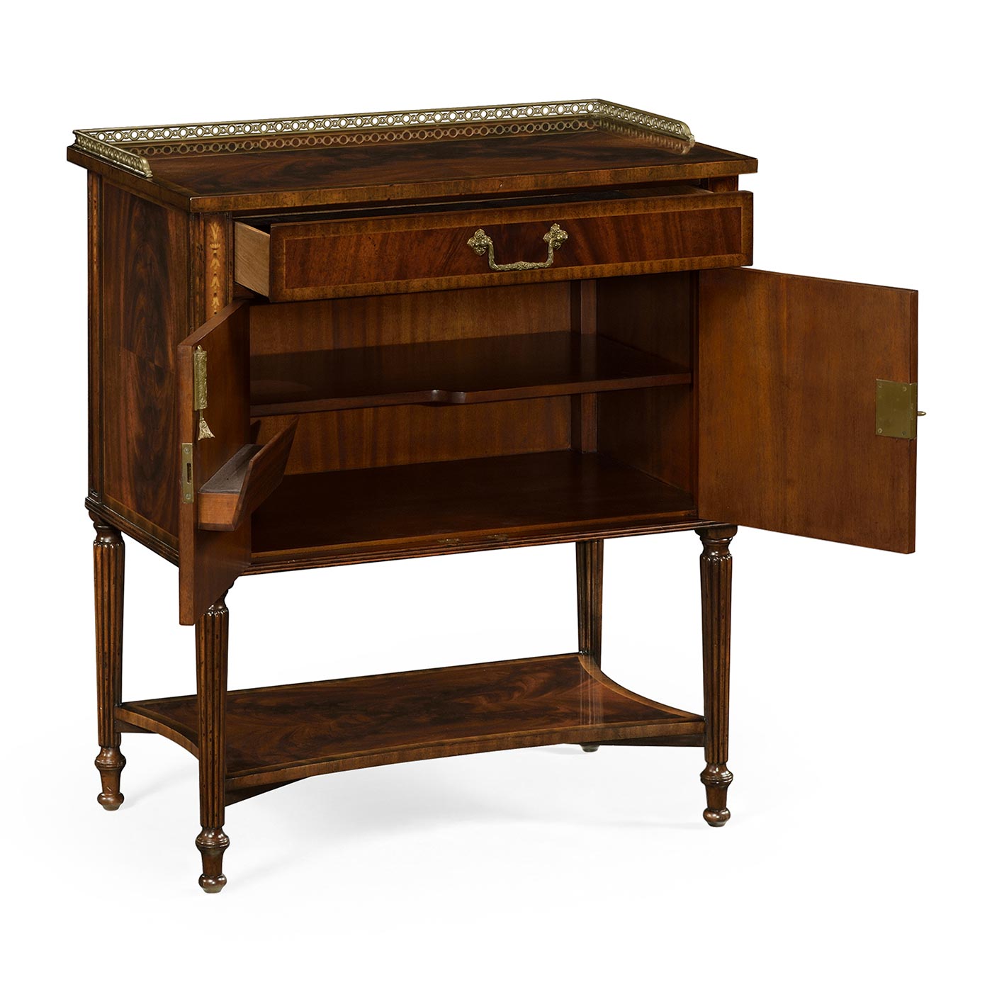 Mahogany Bedside Table with Brass Gallery