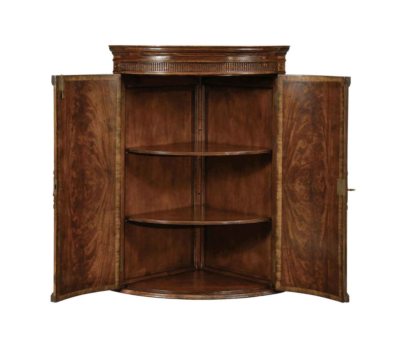 Hanging Semi-Circular Mahogany Cabinet