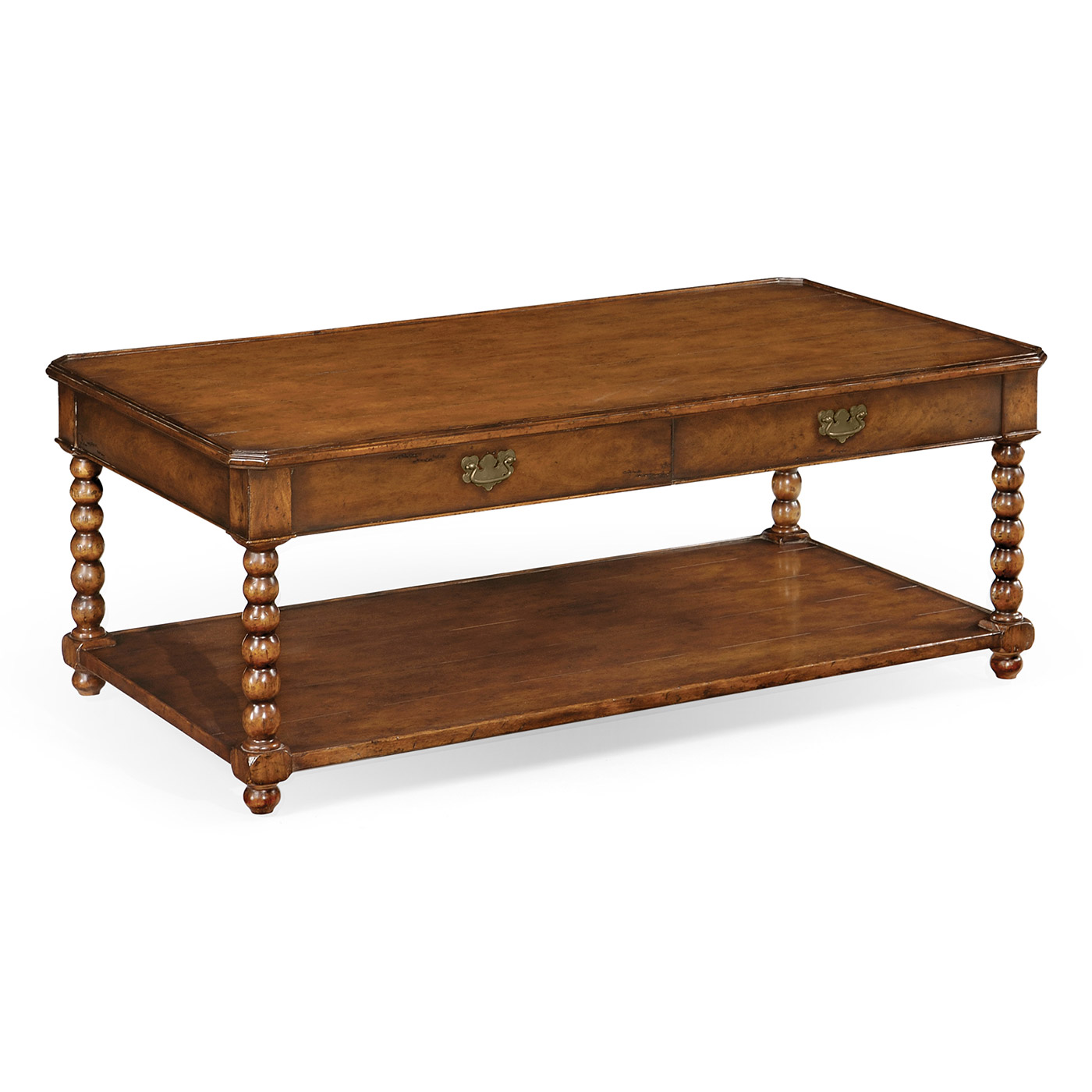 Bobbin leg rectangular walnut coffee table