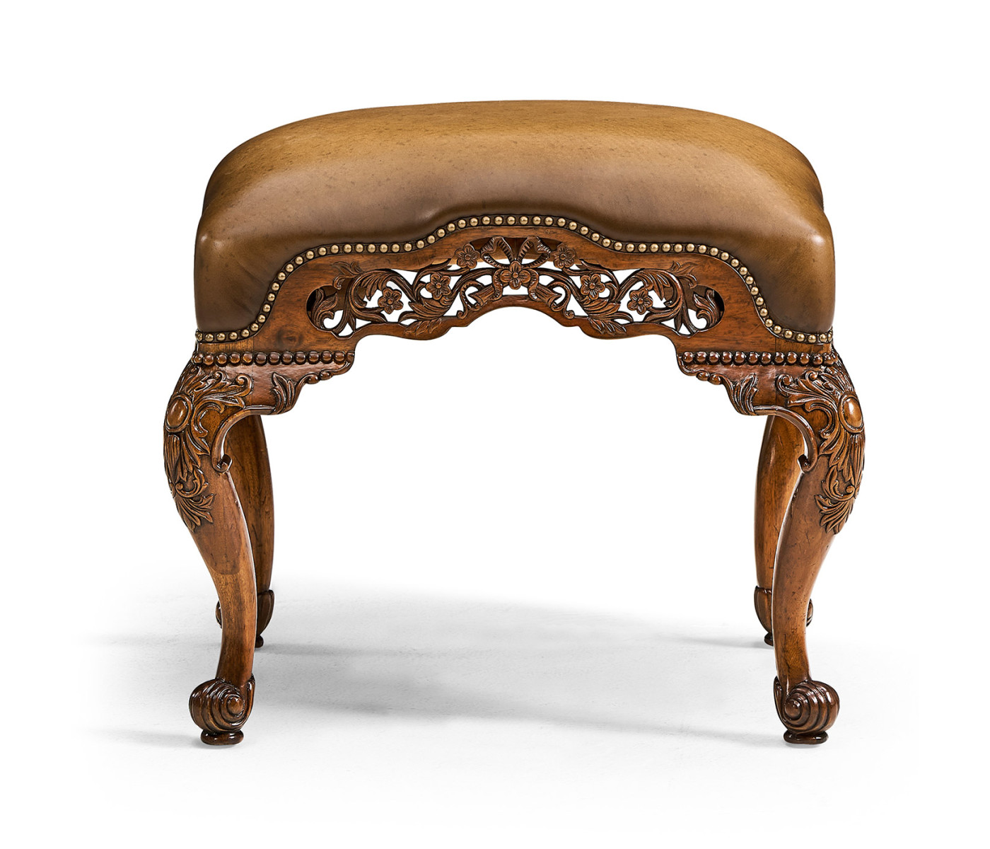 Carved & Pierced Walnut Footstool