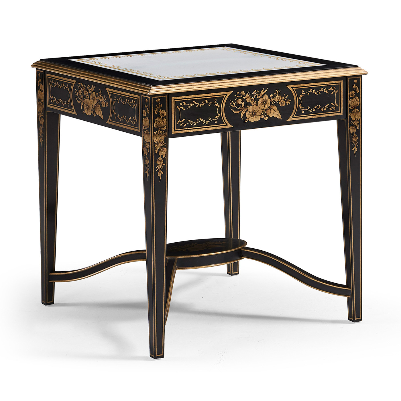 Black & Églomisé Square Side Table