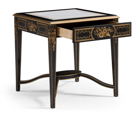 Black & Églomisé Square Side Table