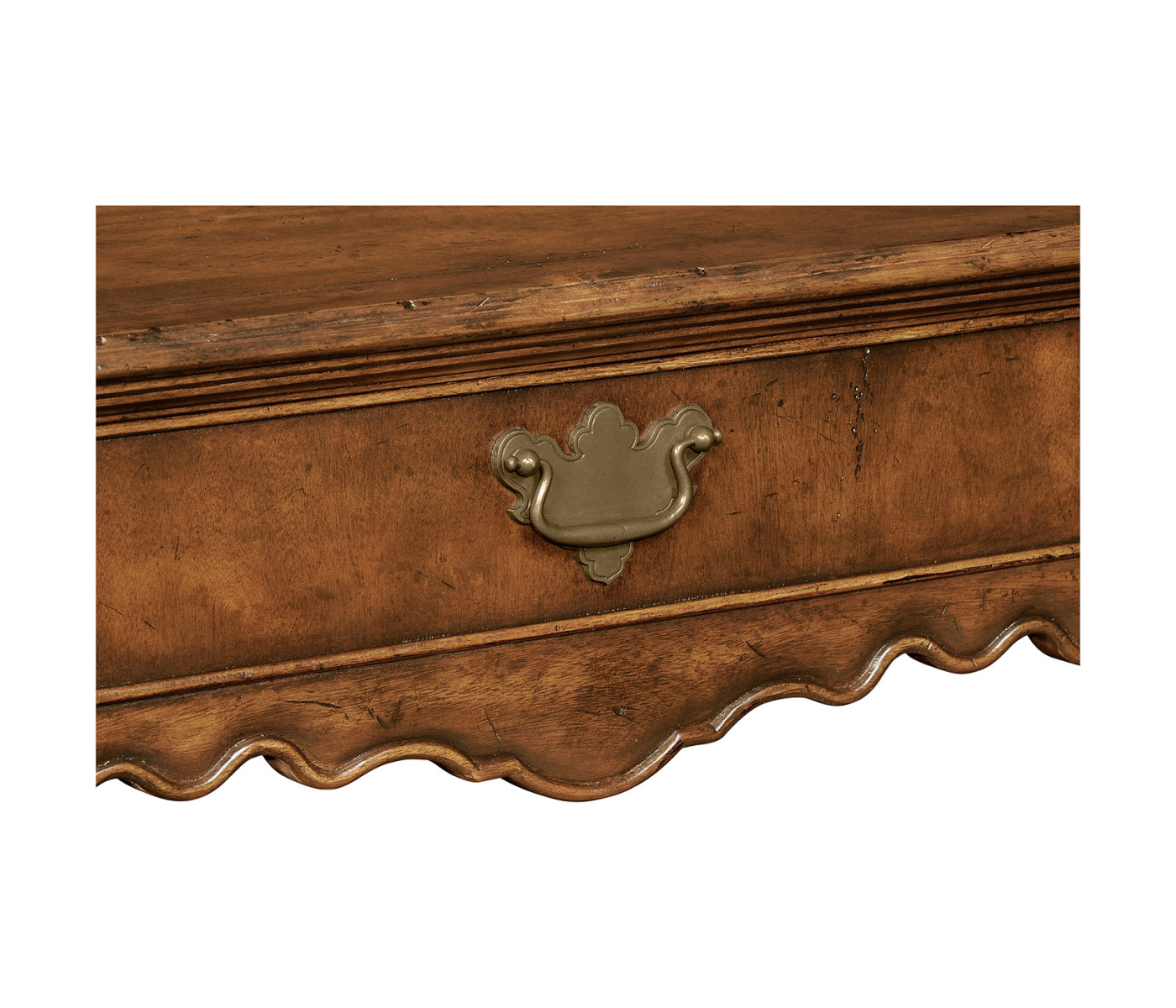 Panelled country walnut rectangular coffee table