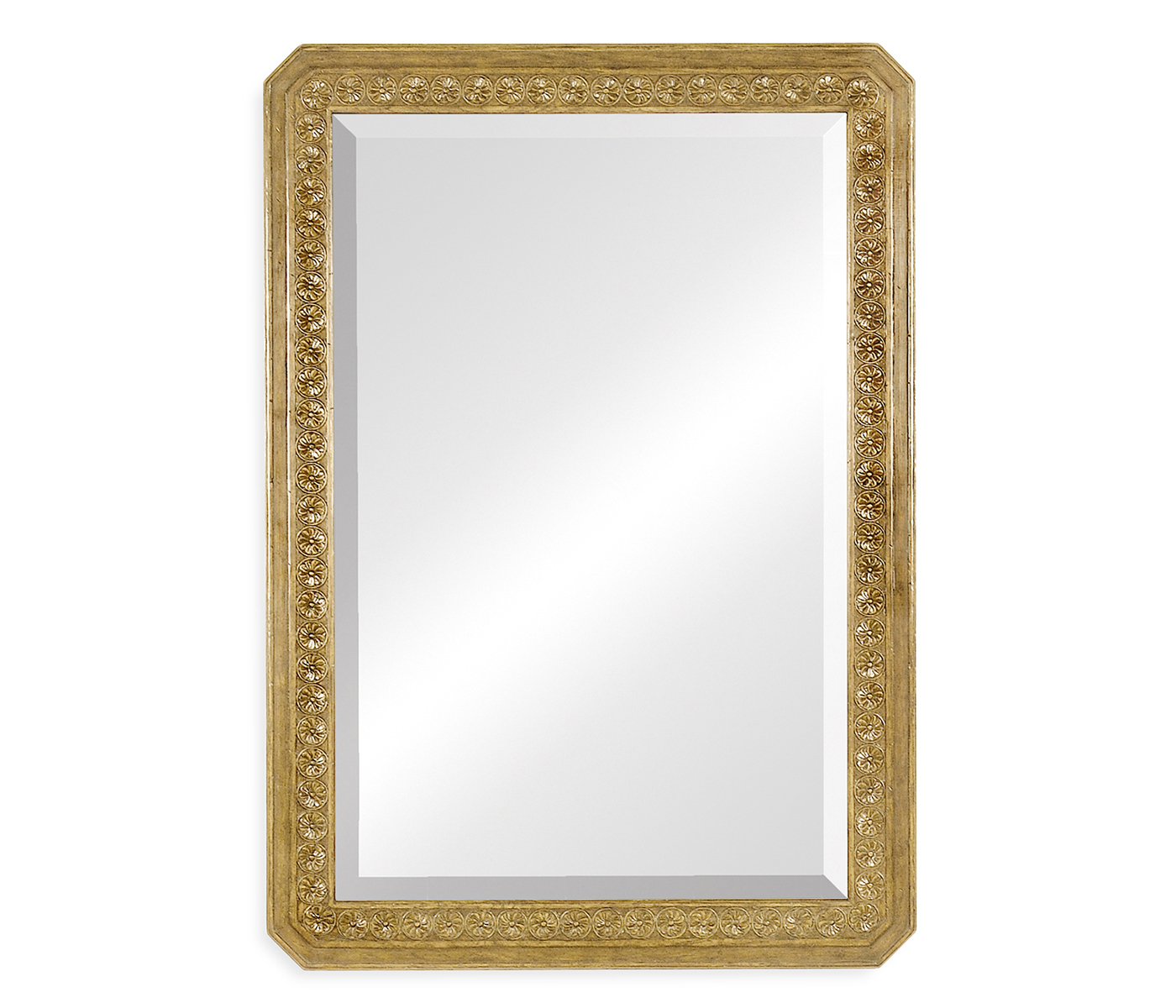 Natural Oak Rectangular Mirror with Carved Rosettes