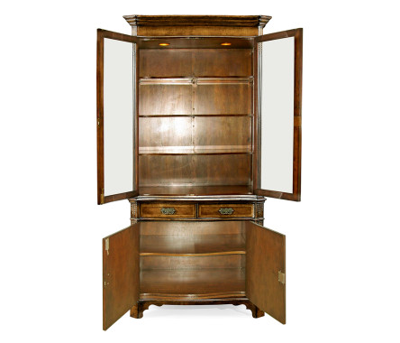 Serpentine Walnut China Cabinet