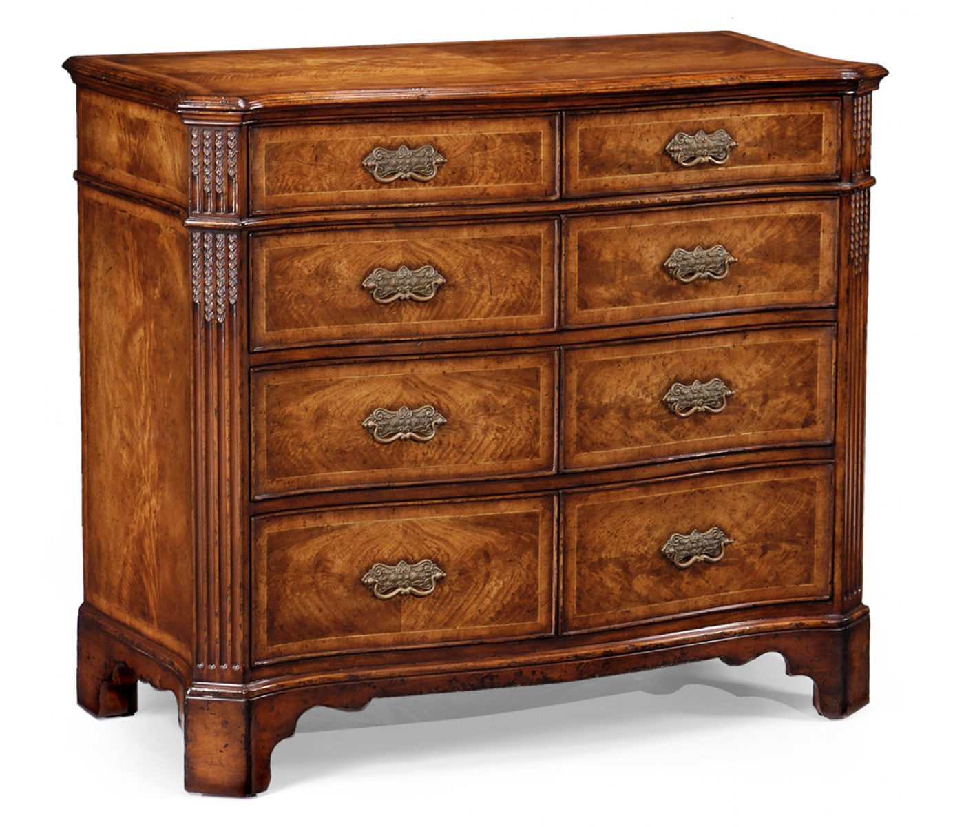 Crotch walnut chest of eight drawers