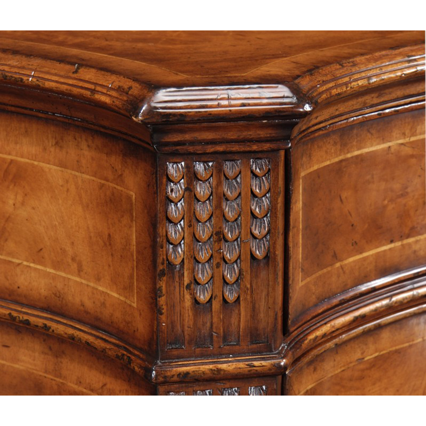 Crotch walnut chest of eight drawers