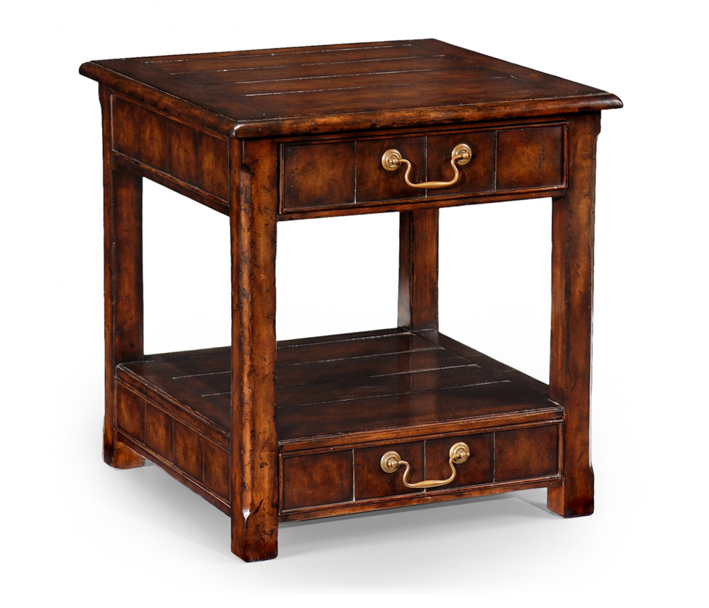 Walnut planked square side table