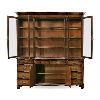 Serpentine Architrave Walnut China Cabinet