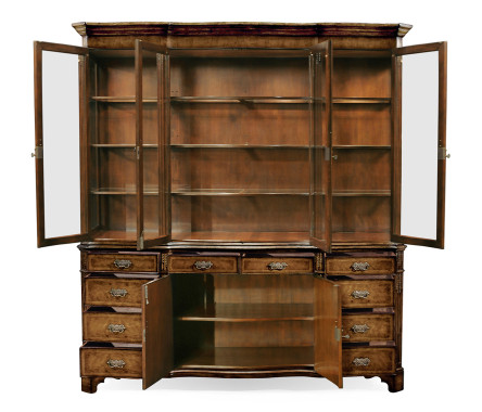 Serpentine Architrave Walnut China Cabinet