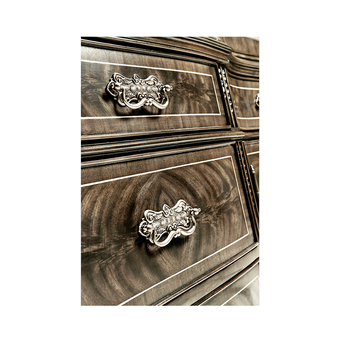 Serpentine Architrave Bleached Mahogany China Cabinet