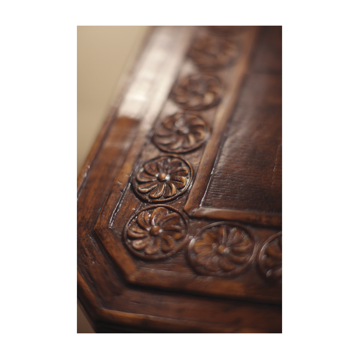 Chip Carved Dark Oak Rectangular Coffee Table