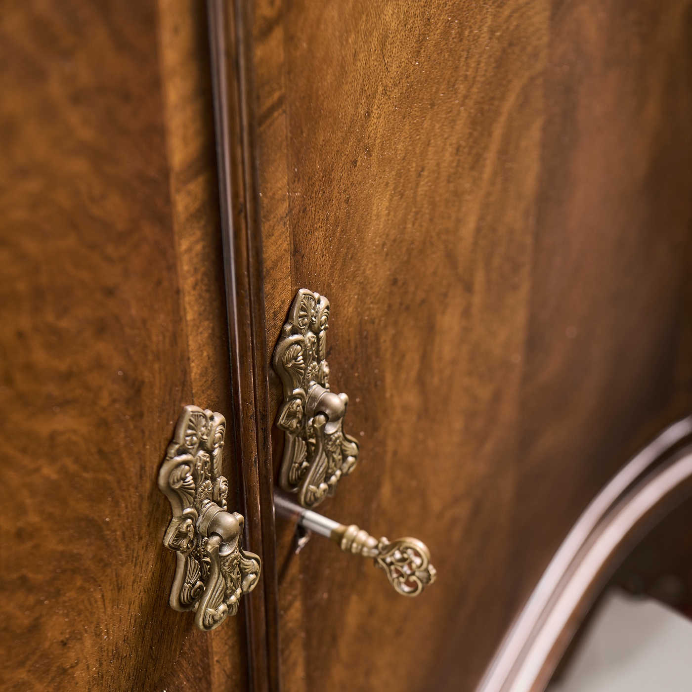 Serpentine Two Door Walnut Cabinet