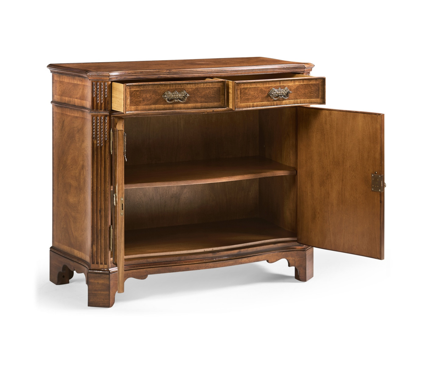 Serpentine Two Door Walnut Cabinet