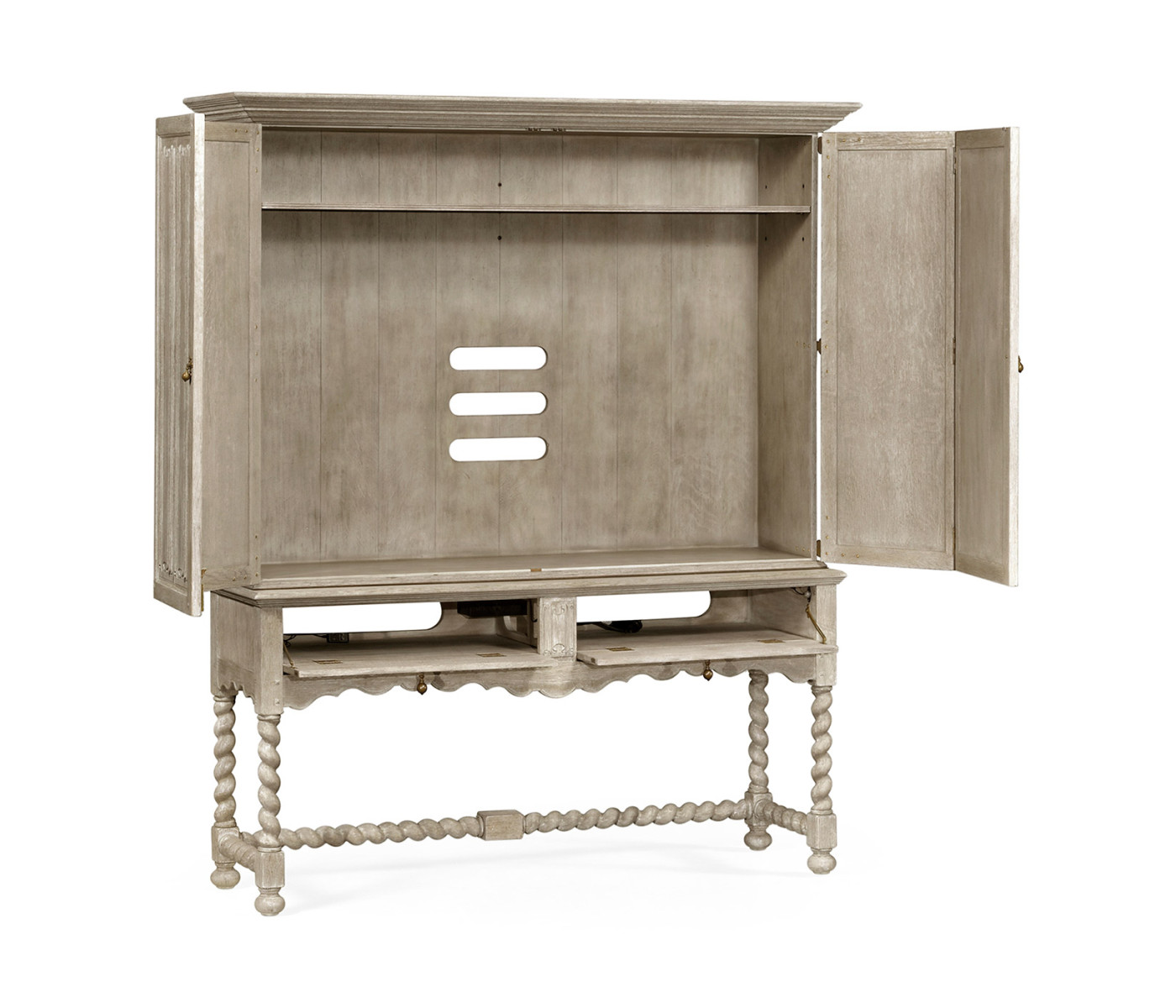 Elizabethan Style Grey Oak TV Cabinet