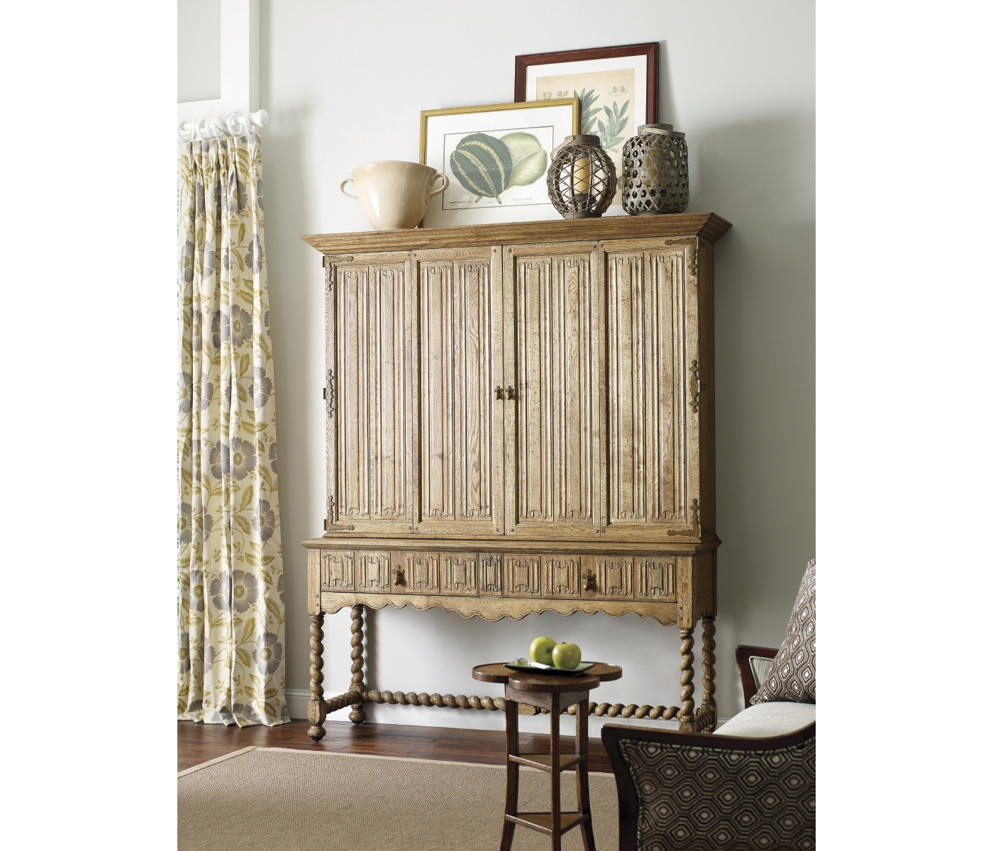 Elizabethan Style Grey Oak TV Cabinet