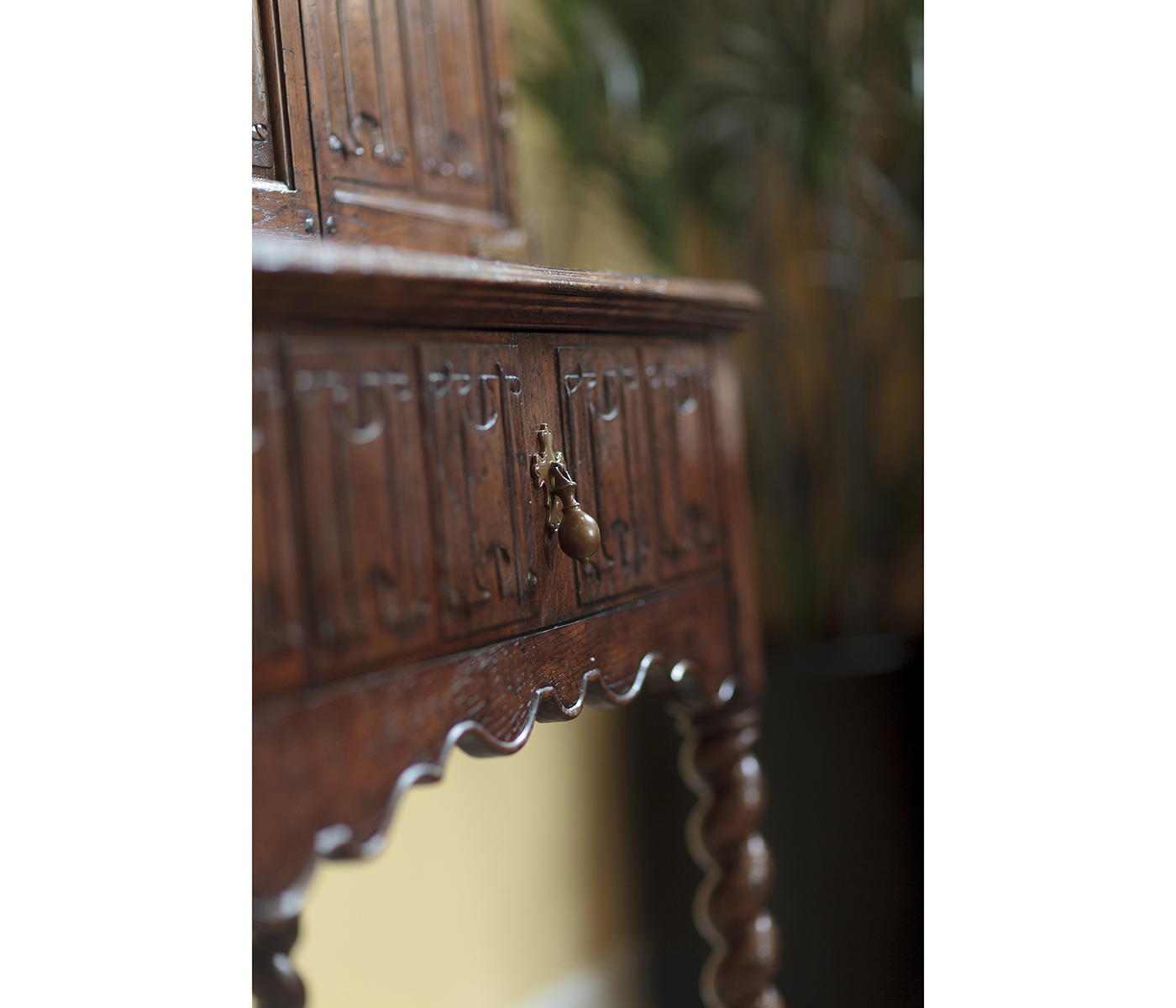Elizabethan Style Grey Oak TV Cabinet