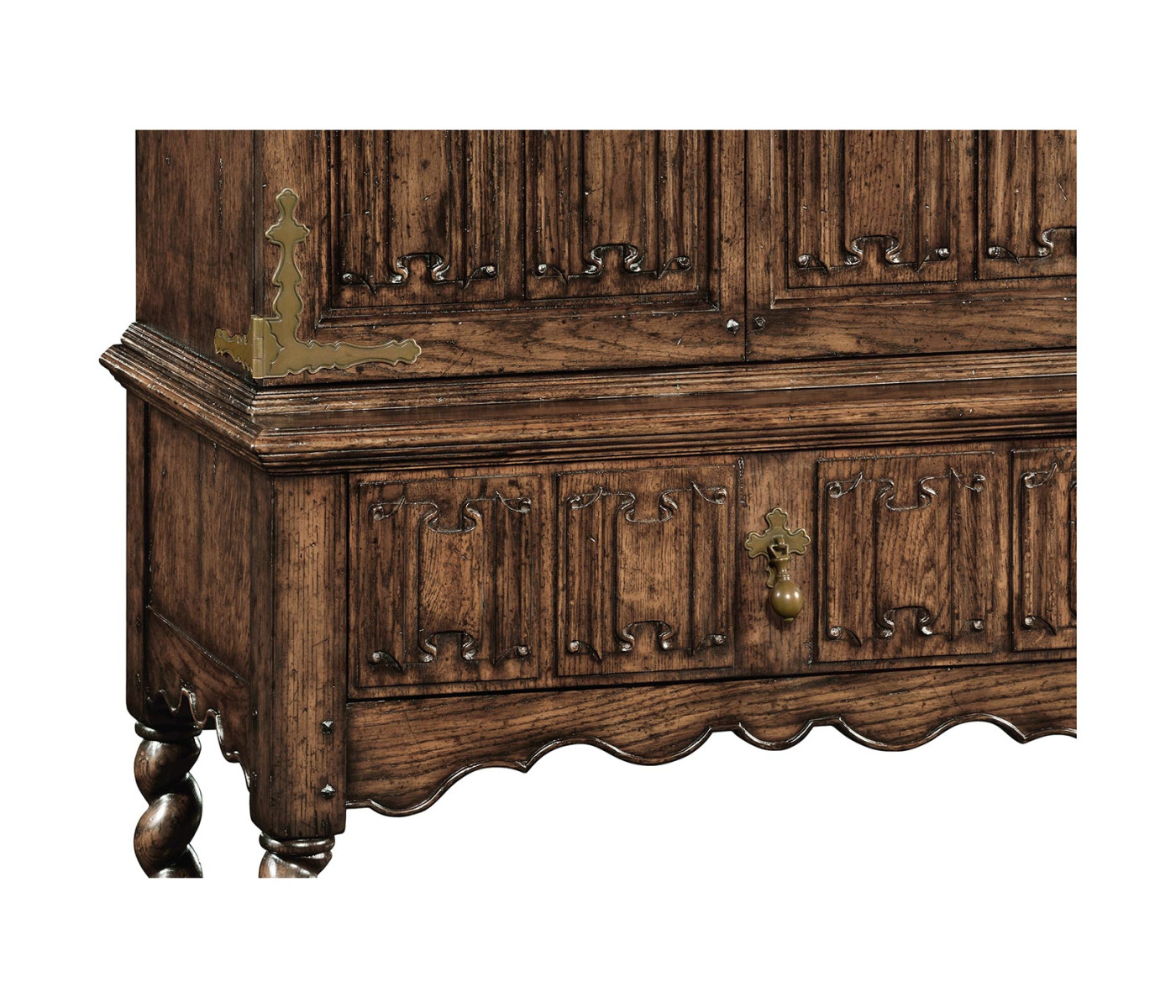 Elizabethan Style Dark Oak TV Cabinet