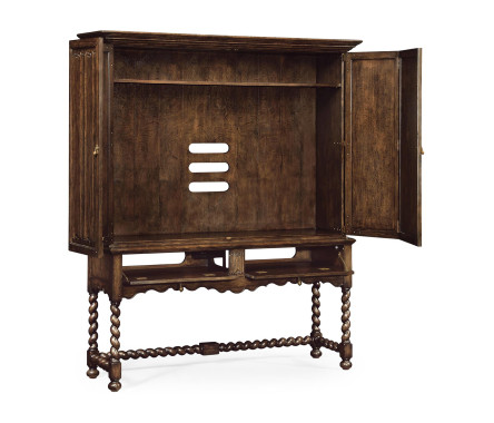 Elizabethan Style Dark Oak TV Cabinet