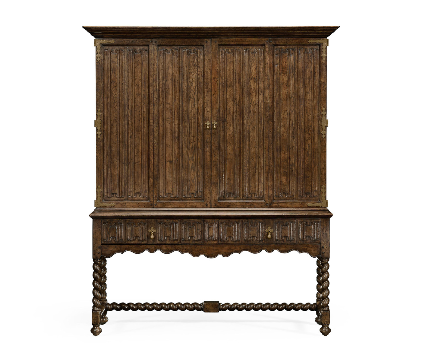 Elizabethan Style Brown Oak TV Cabinet
