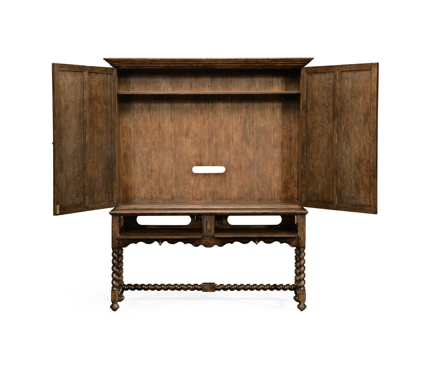 Elizabethan Style Brown Oak TV Cabinet
