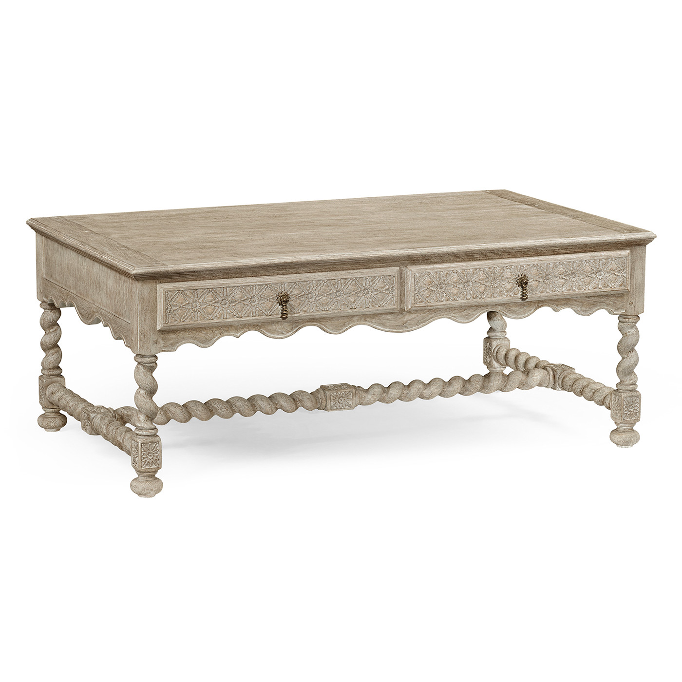 Tudor Grey Oak Rectangular Distressed Coffee Table