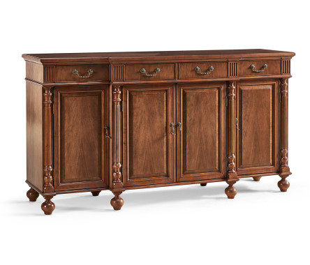 Breakfront sideboard with features for home entertainment