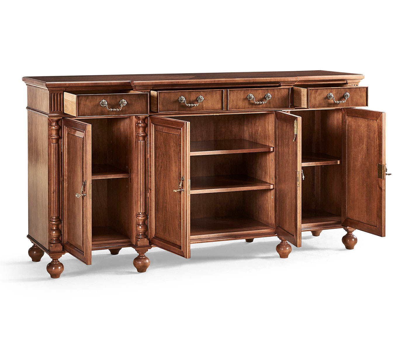 Breakfront sideboard with features for home entertainment