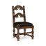 Elizabethan Style Dark Oak Side Chair Open Back with Antique Caviar Black Leather