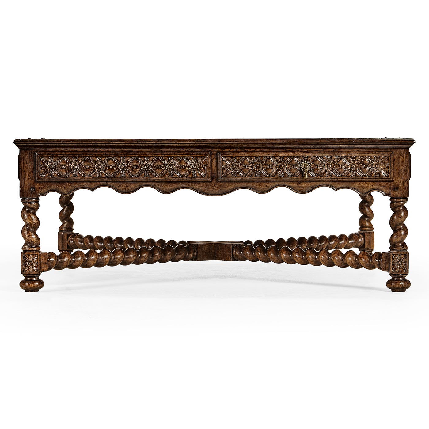 Tudor Style Dark Oak Square Distressed Coffee Table 52