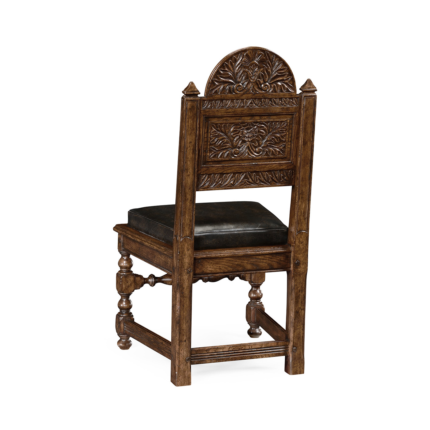 Yorkshire Dark Oak Side Chair With Antique Caviar Black Leather
