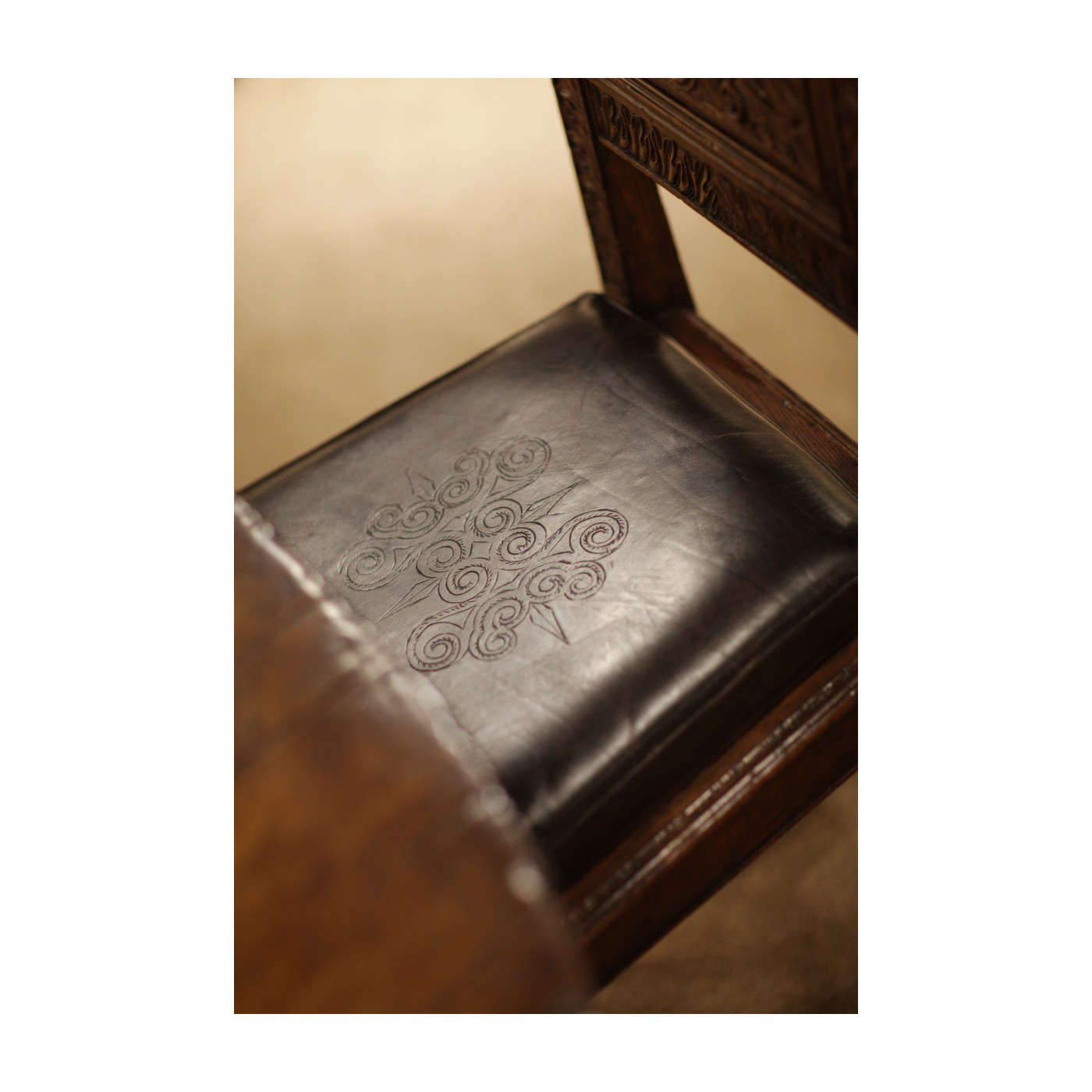 Yorkshire Dark Oak Side Chair With Antique Caviar Black Leather