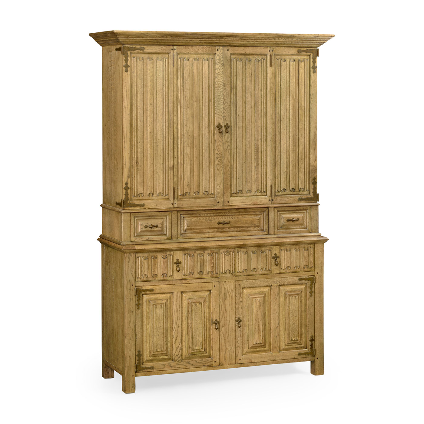 Linenfold Natural Oak TV Cabinet