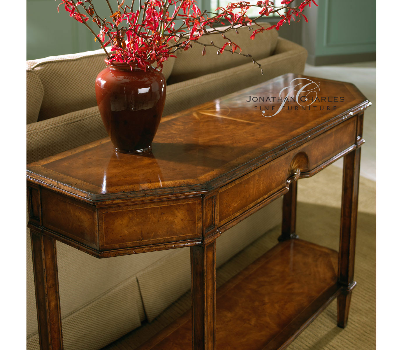 Starburst walnut console