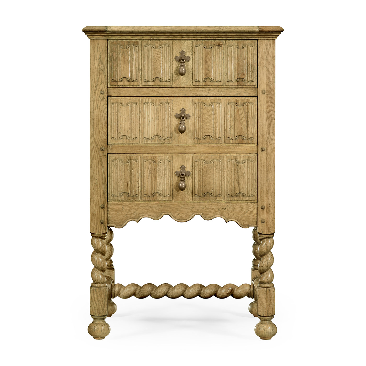 Linenfold Natural Oak Bedside Chest