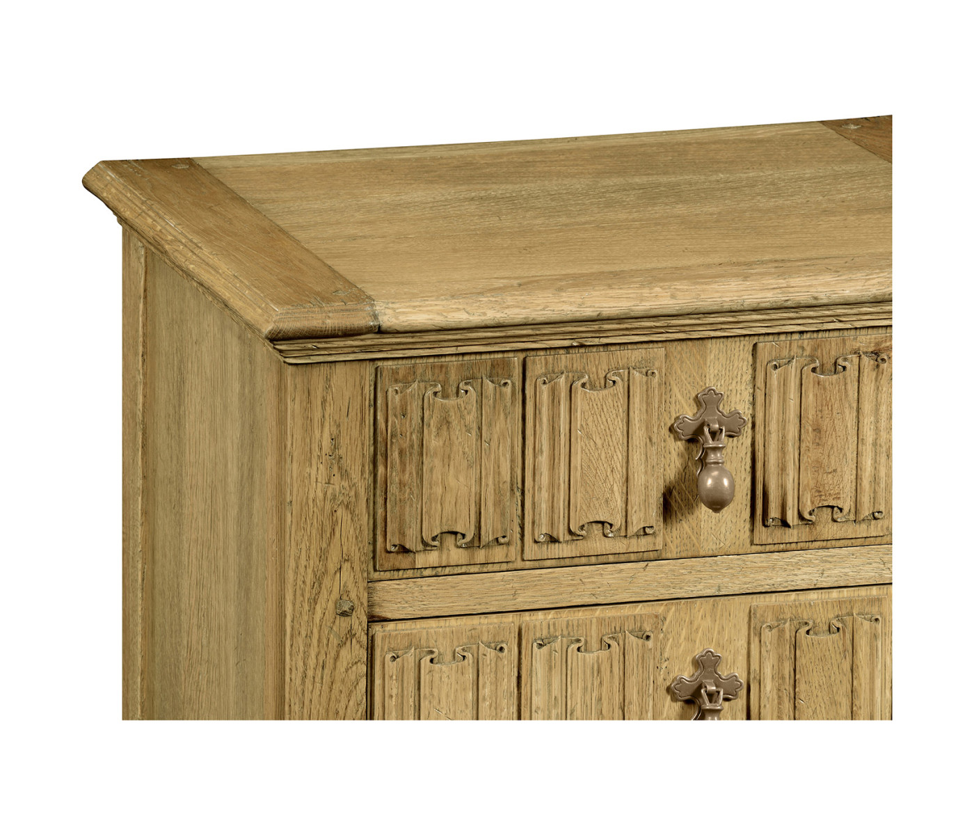Linenfold Natural Oak Bedside Chest