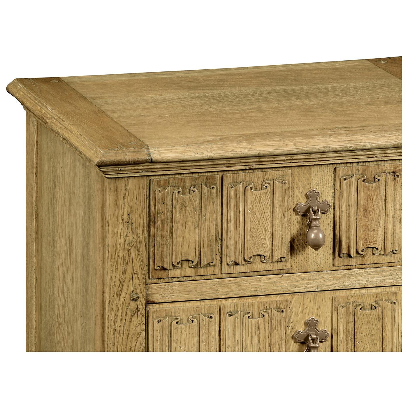 Linenfold Natural Oak Bedside Chest