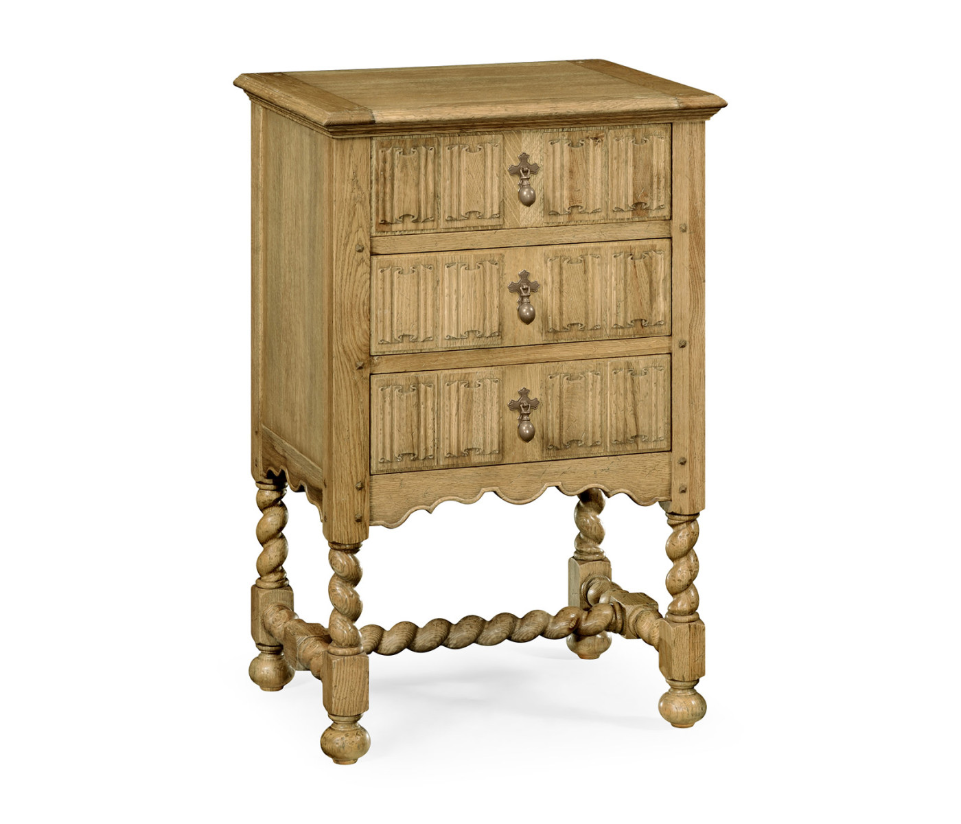 Linenfold Natural Oak Bedside Chest