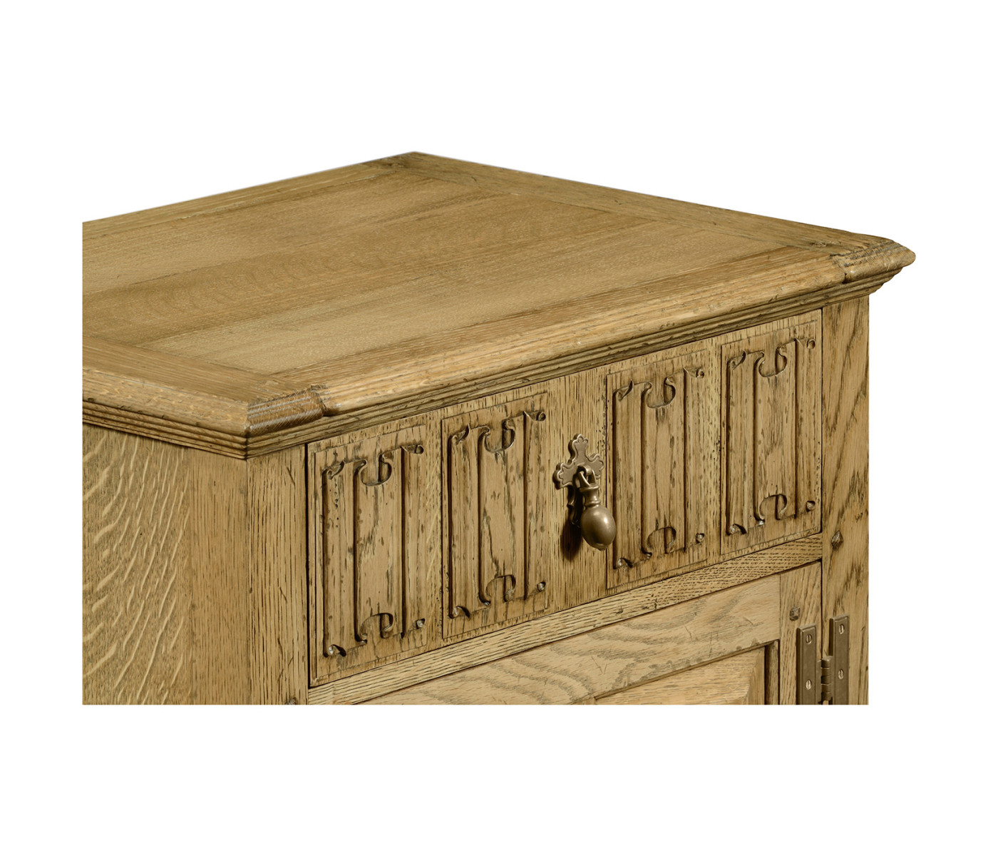 Linenfold Natural Oak Bedside Cabinet