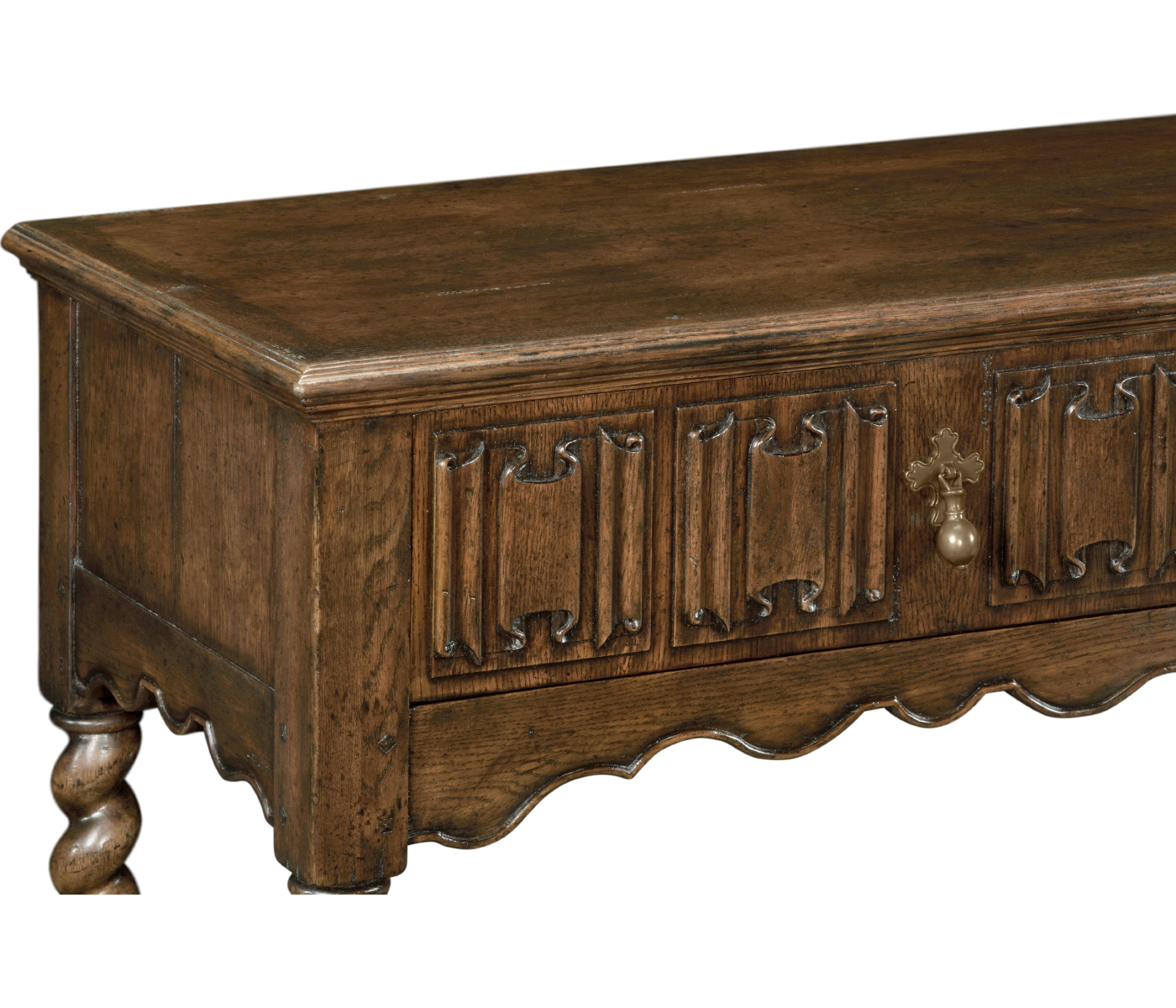 Linenfold Dark Oak TV Base