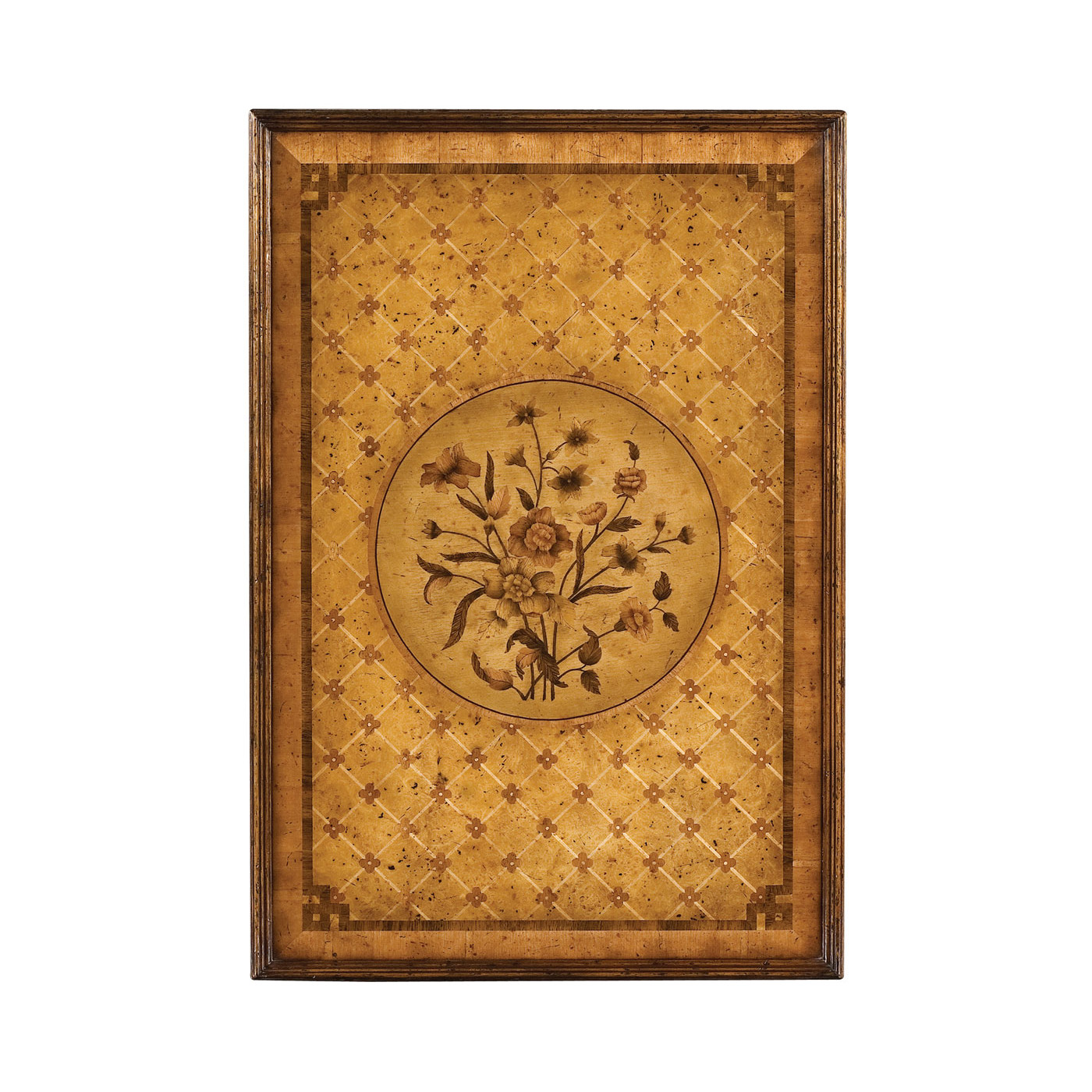 Floral marquetry wall hanging panels (Pair)