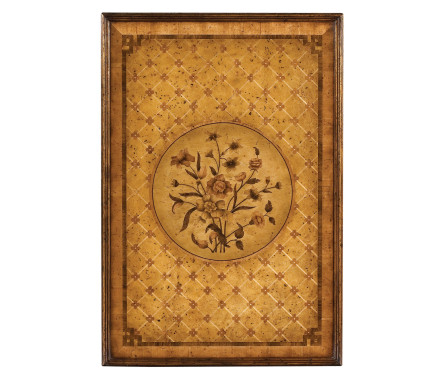 Floral marquetry wall hanging panels (Pair)