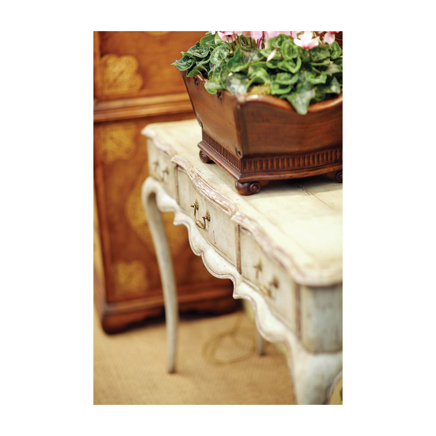 French provincial grey painted console