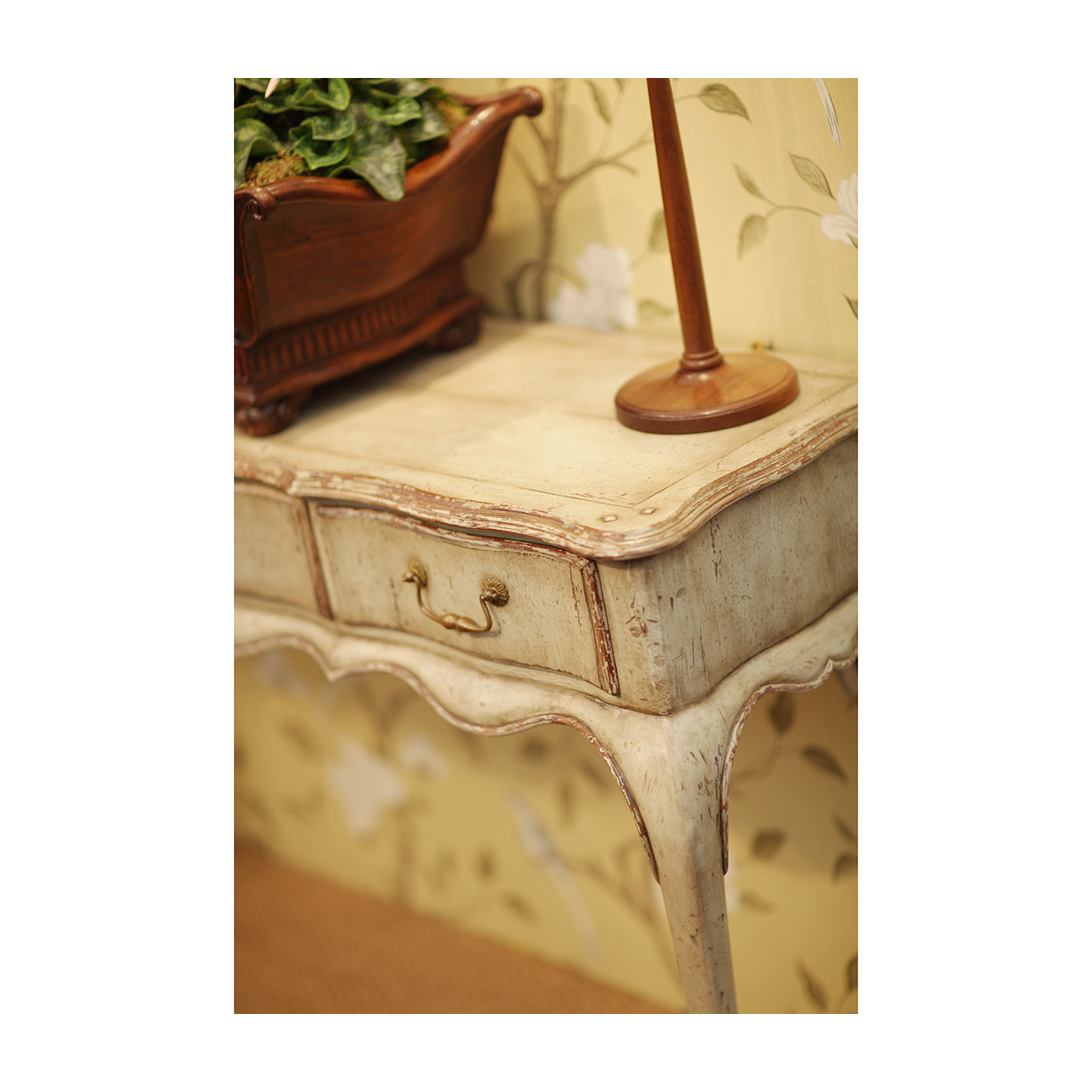 French provincial grey painted console