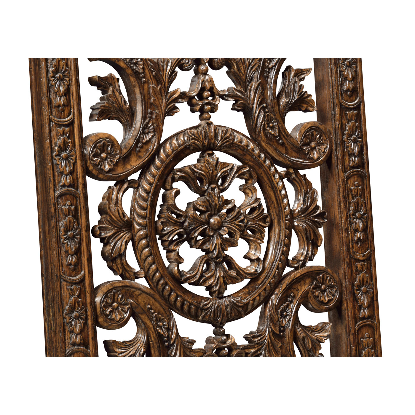 Jacobean Style Dark Oak Pierced Back Arm Chair